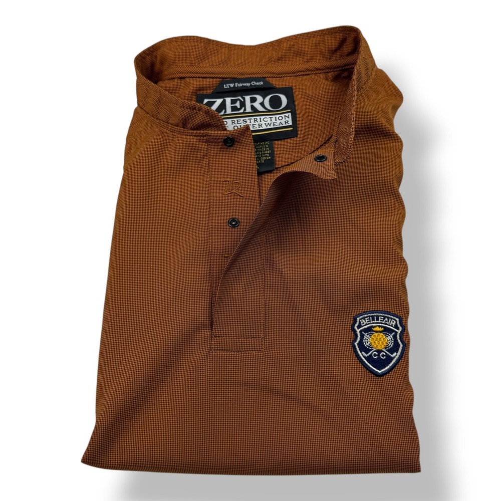Zero Restriction Mens L Golf Vest Belleair CC Rust Fairway Check Pullover USA